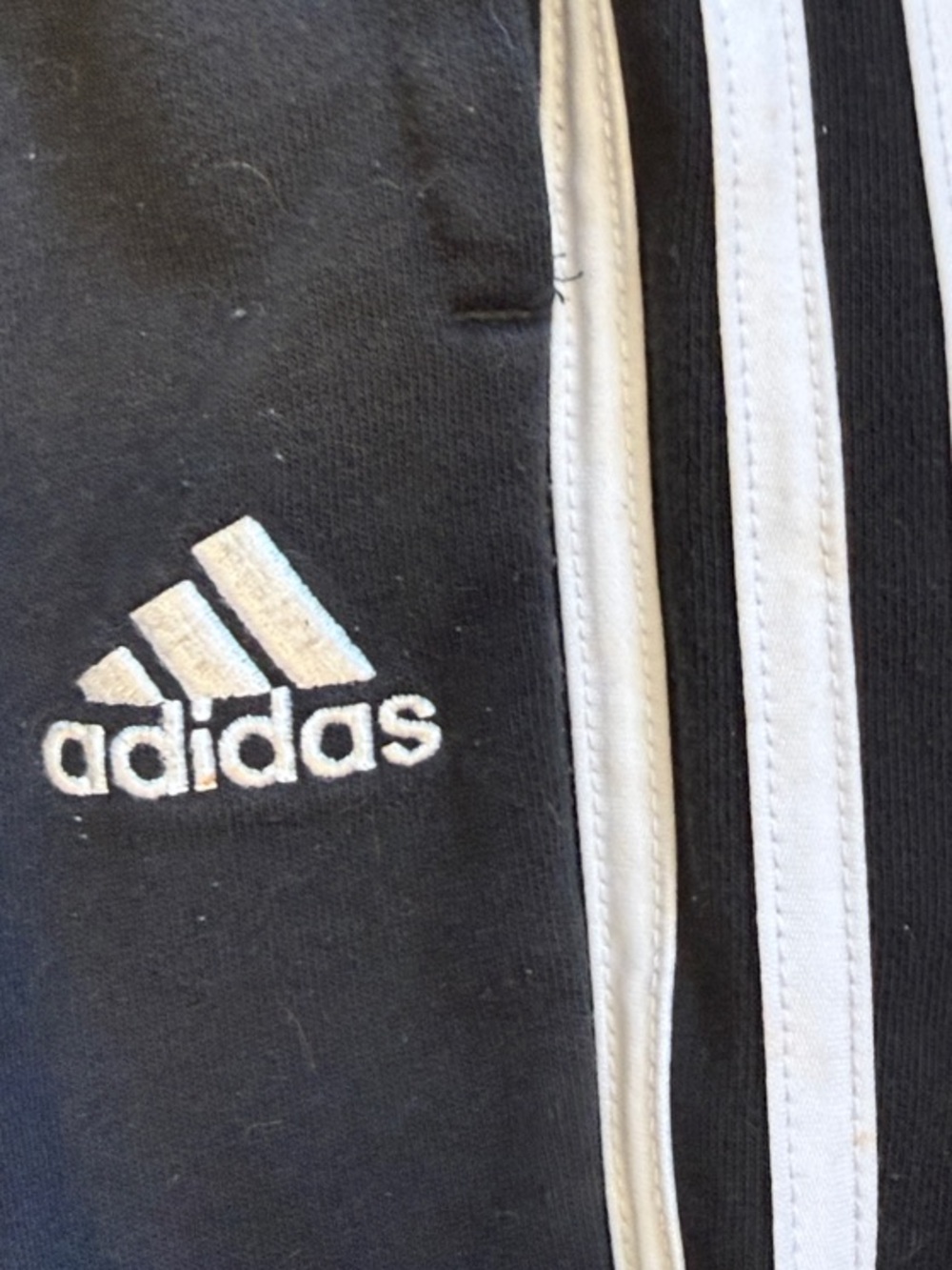 Boys, Med/10-12, adidas Black Jogger Sweatpants with White Three-Stripes, nice - Picture 3 of 5